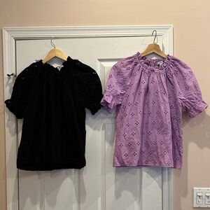 Croft & Barrow Black and Lavender Eyelet Blouses